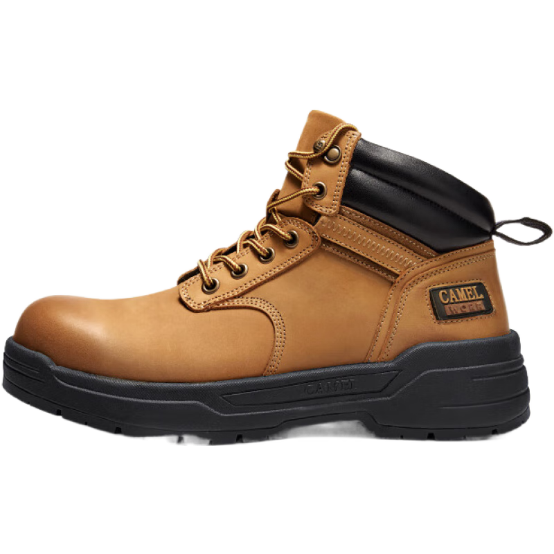 骆驼（CAMEL）冬季新款硬派工装靴时尚舒适厚底止滑真皮复古美式男鞋会员 G14W136644 驼色 42