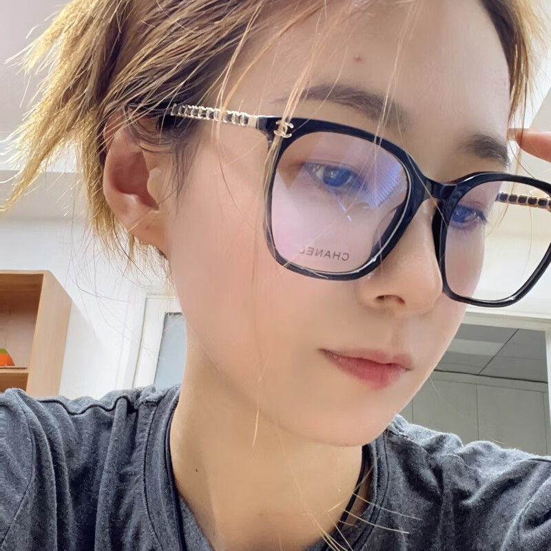 小香家大框眼镜女方形板材编皮架男 CH3435玳瑁色 专柜眼镜盒