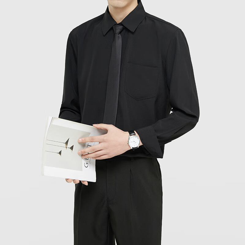 单件黑色长袖衬衫(送领带) s