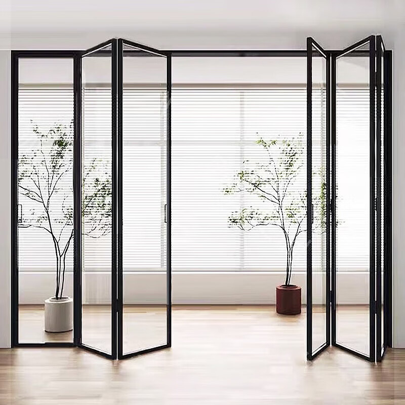 山头林村阳台无轨玻璃门 开放式厨房极窄吊轨折叠门窗卫生间阳台隔断