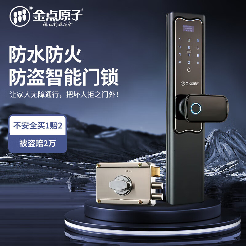 金点原子(goldatom)智能老式外装门锁更换指纹锁密码卡片智能锁自动