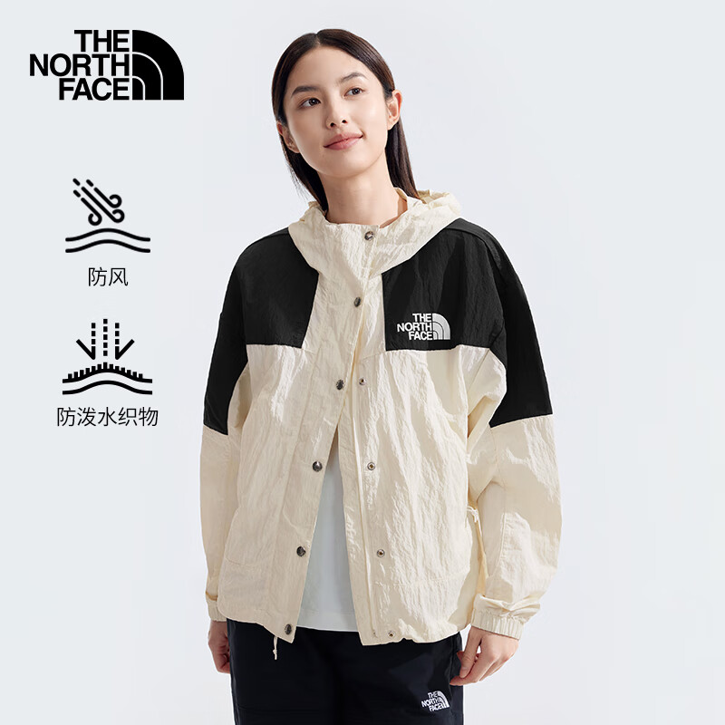 The North Face北面防风夹克女户外风衣夹克外套81RX 米白色/ROU L