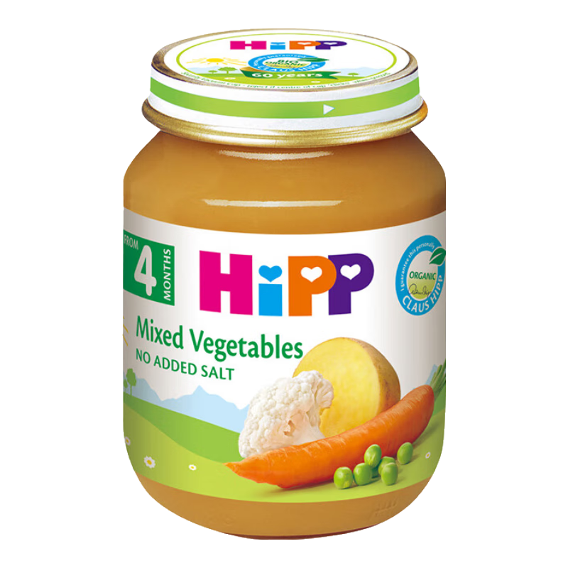 喜寶（HiPP）港版有機雜菜蔬菜泥嬰兒幼兒4個月營養(yǎng)輔食125g