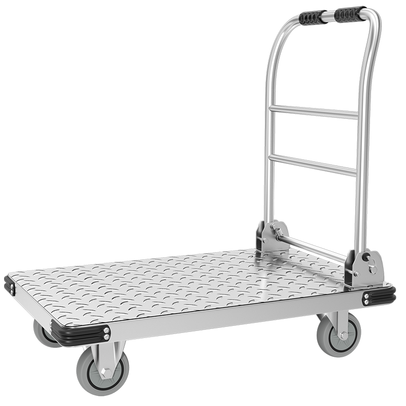 顺和钢板平板平小推车 四角防撞加固手推车 折叠拖车75*48承重500斤