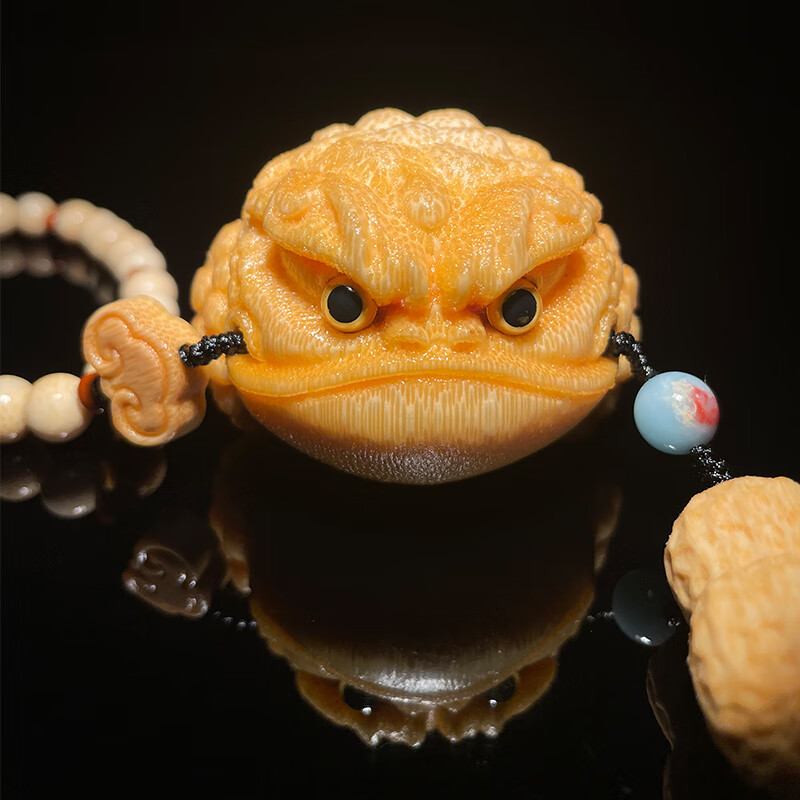 艺竹情网红同款恶霸地包天文玩竹根雕竹雕实心竹雕盘玩三足金蟾手把件 0.8cm竹珠子花生小配饰恶霸金蟾