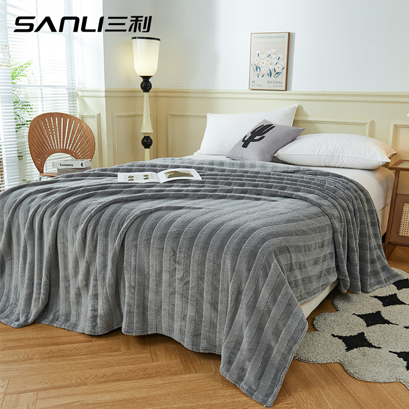 三利毛毯床上盖毯办公室午睡学生宿舍儿童法兰绒毯子 100*120