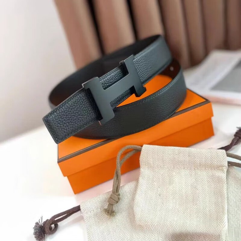 爱马仕皮带男真皮双面头层牛皮h工字母扣时尚腰带商务休闲打孔内穿