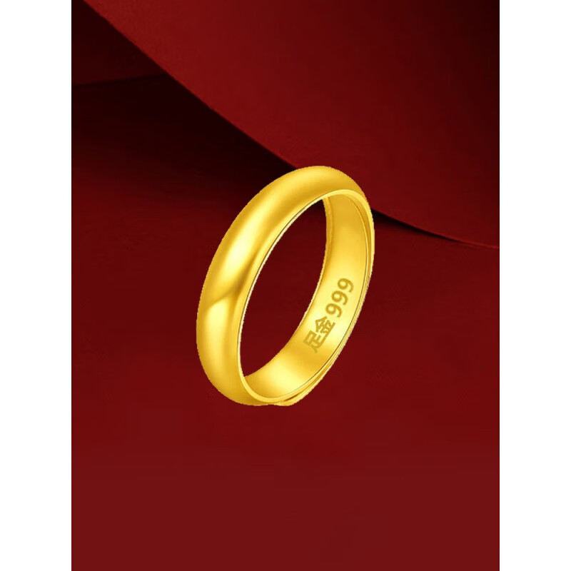 胖东来同款金包银戒指999金古法传承黄金情侣对戒男女 古法传承戒指 开口