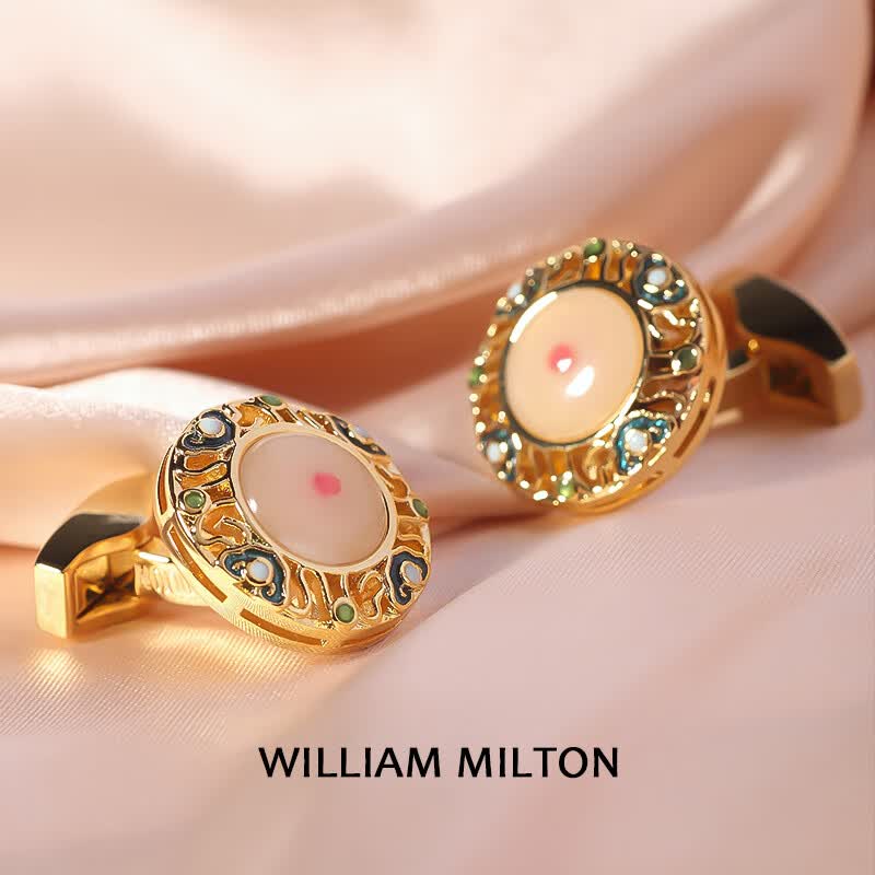 WILLIAM MILTON国风镂影流苏宝石袖扣男轻奢生日礼物高端袖钉礼盒 镂影流苏