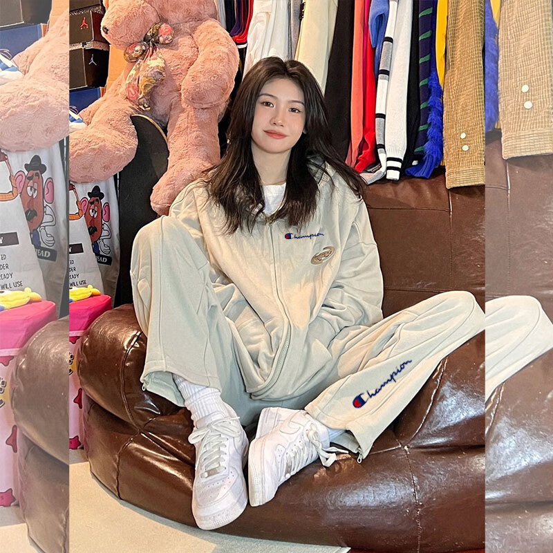 冠军吉祥日版champio春季运动服套装女新款休闲宽松情侣bf学生两件套