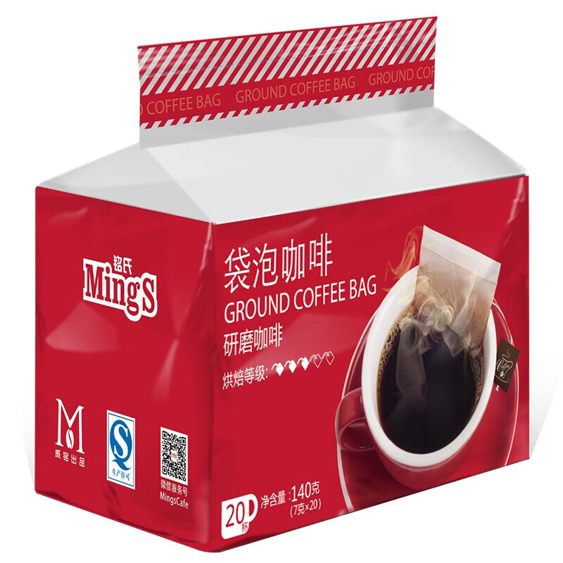 铭氏（Ming’s） 冷萃拿铁袋泡咖啡 可冷萃奶萃热泡手冲现磨现磨黑咖啡粉 7g*20袋 7g*20袋
