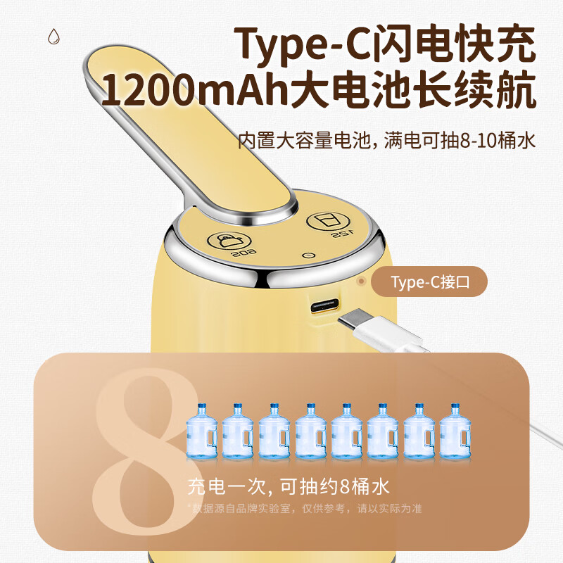 荣事达抽水器桶装水电动抽水机自动上水器吸水器压水器家用饮水机抽水泵 折叠款【三档定量+Type-c快充】