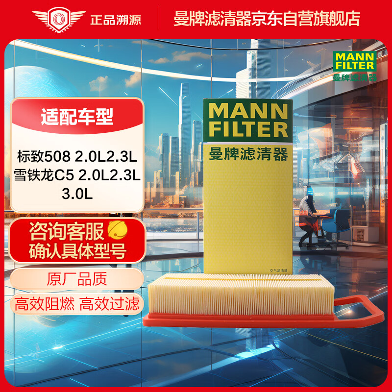 曼牌（MANNFILTER）空气滤清器/空气滤芯/空滤C35110适用标致407/508/雪铁龙C5/C6