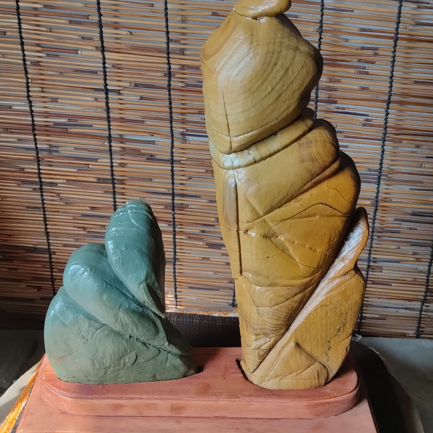 松花石 长白山松花石 天然奇石观赏石 书房家居玄关摆件 人物组合