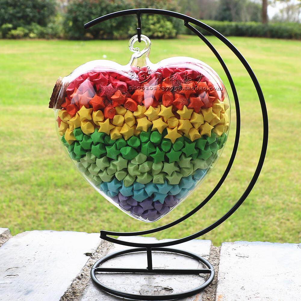 挂式星星瓶星星折纸幸运星许愿瓶木塞圆球爱心瓶创意礼物玻璃瓶 大号