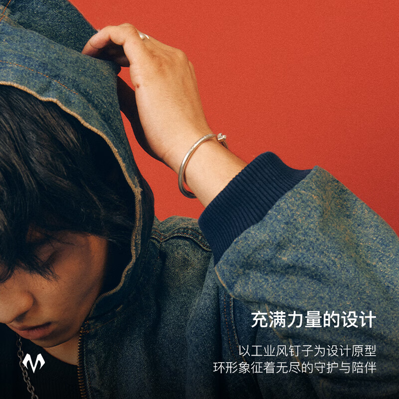 BABAMA【明星同款】公益雪豹守护之环手镯男女情侣手链生日礼物 银色