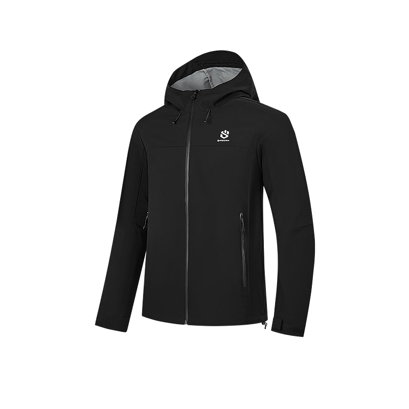 乔丹QIAODAN山神外套男秋冬季防泼水户外连帽单层冲锋风衣男夹克