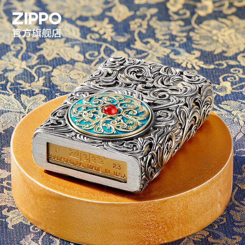 ZIPPO打火机官方旗舰店正品生日送老公礼物 全包裹唐草万代 送男友告白 唐草万代 龙纹雕花礼盒 套装
