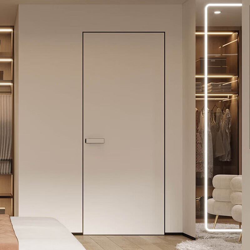 妙普乐背景墙隐形门 隐形门暗门背景墙客厅一体铝木门室内门极简门