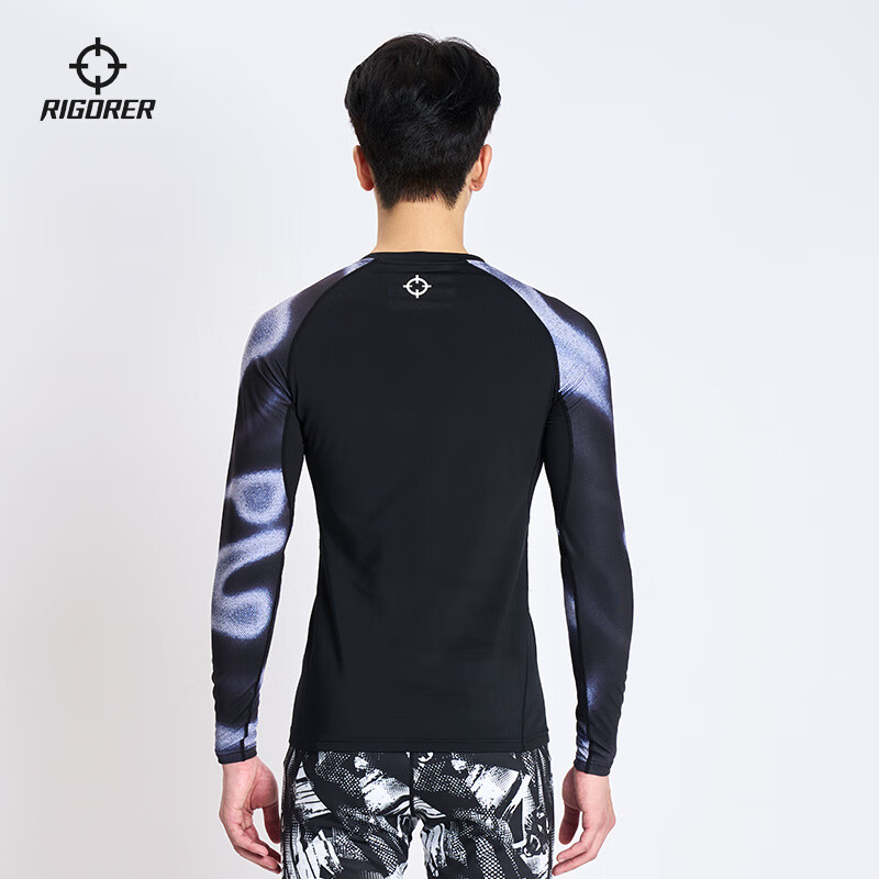准者长袖健身衣男春夏加绒压缩衣高弹透气速干跑步篮球运动训练健身服 热感黑 2XL