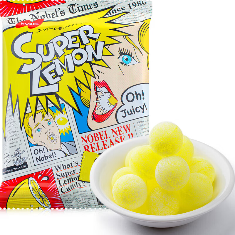 诺贝尔（Nobel）超酸柠檬味夹心糖83.6g日本进口儿童糖果零食爆酸硬糖水果糖整蛊