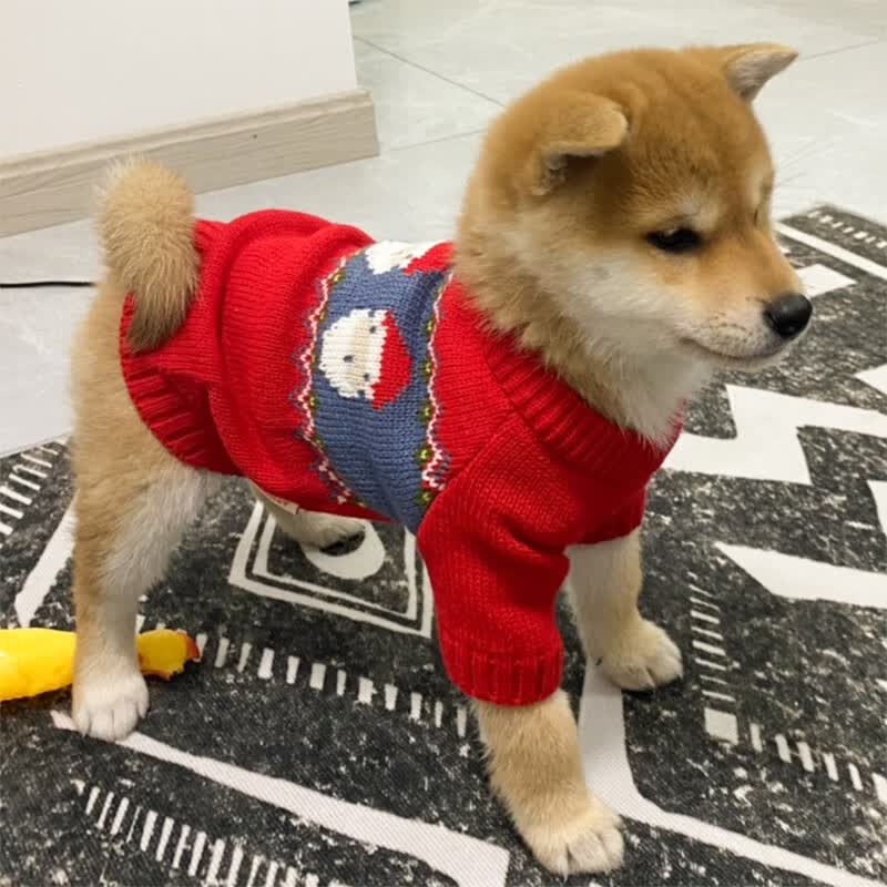 服装狗狗衣服小狗冬天秋冬宠物的冬装秋季泰迪小型犬 红色提花毛衣 xs