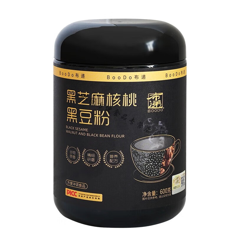 食芳溢BooDo布遞山藥葛根玉米黑芝麻核桃紅豆薏米山藥粉罐裝代餐600g 黑芝麻核桃黑豆粉600g*1罐