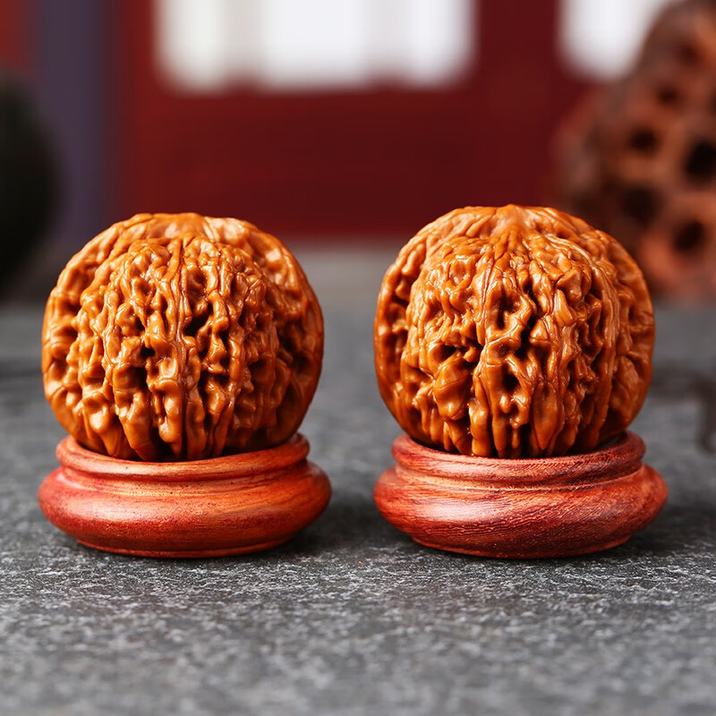 核桃文玩四座楼文玩核桃精品把玩盘玩官帽狮子头手把件 【高抛精对】四座楼35-36mm