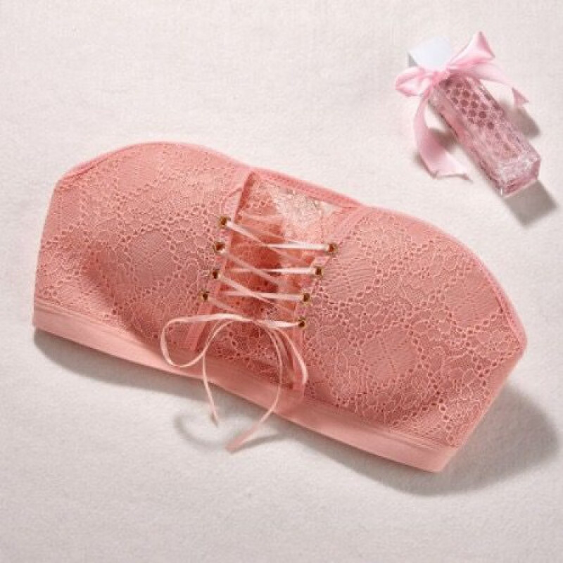 内衣性感纯欲抹胸无肩带文胸隐形聚拢上托防下垂性感女 粉色【单件】