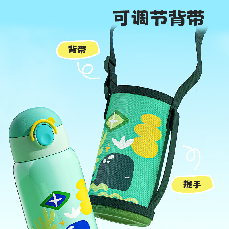 bobo保温杯儿童一杯三用吸管直饮学生不锈钢保温杯初高中便携背带水壶 保温壶【萌宝红】 650ml