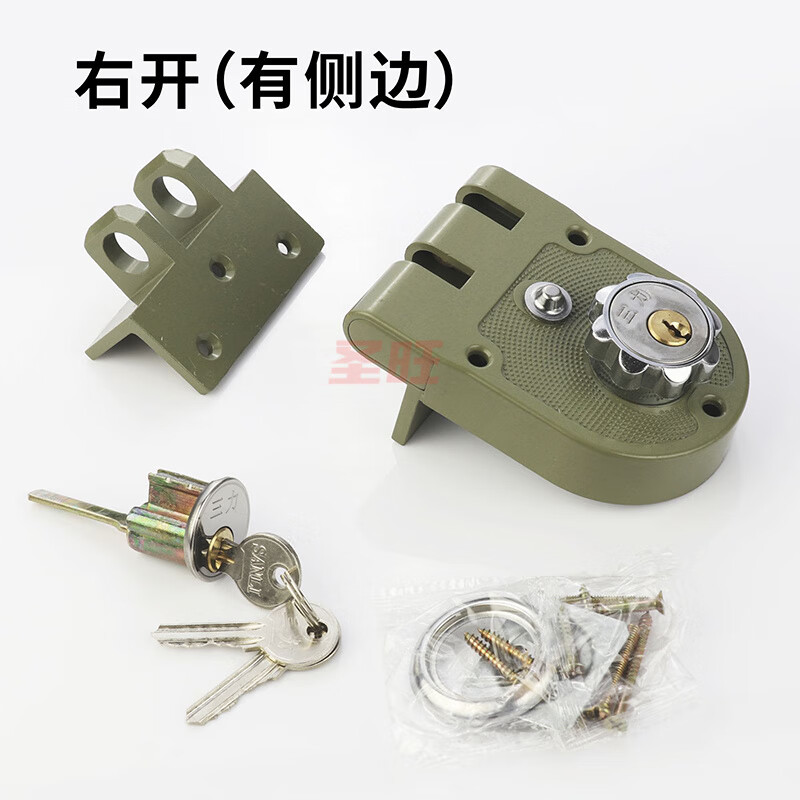 老虎鎖入戶家用推拉移門虎齒老式外裝門鎖鐵大門木門防盜門鎖 右開(帶側(cè)邊) 35-50mm  通用型 帶鑰匙