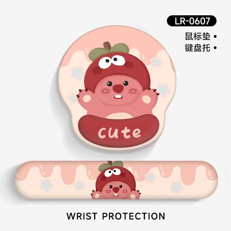 琦格尔小号鼠标垫护腕托鼠标手托护手垫电脑办公键盘托游戏手托枕护腕女生男可爱创意手托办公桌垫ins风 竹帽露比 【鼠标垫��