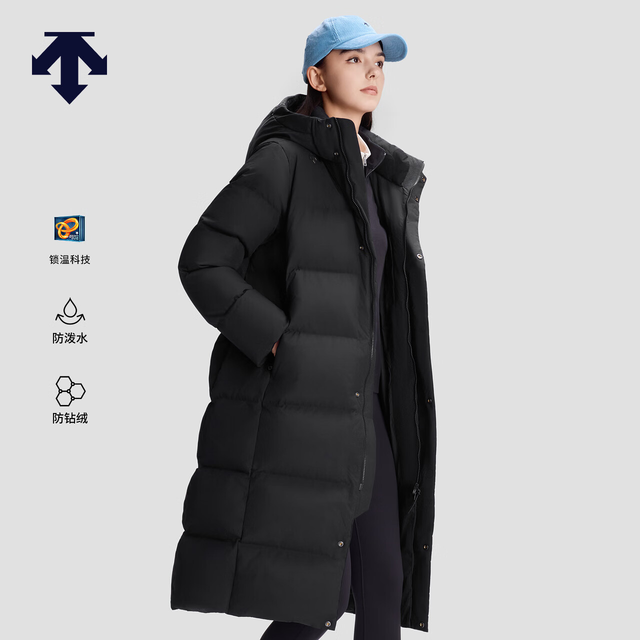 迪桑特（DESCENTE）迪桑特SKI STYLE系列HEAT NAVI男女款长款鹅绒运动羽绒服 女子BK-黑色-D5492SDJ52 M (男170/女165)