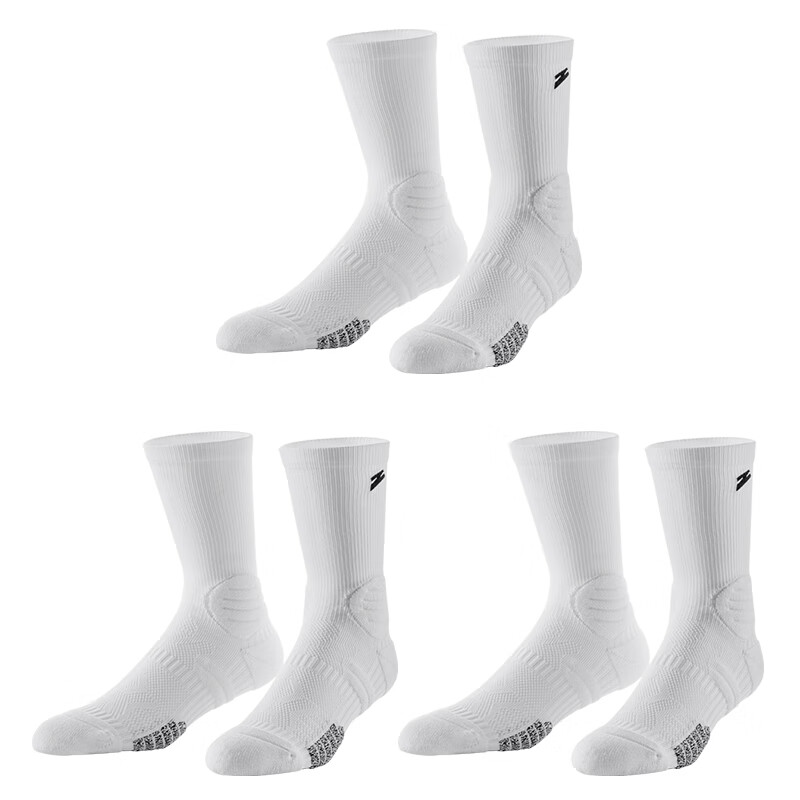 有志者（UZIS）篮球袜子男专业透气实战精英防滑长筒运动袜[斗牛1.0Z] 白色三双装（热卖推荐，更省） M