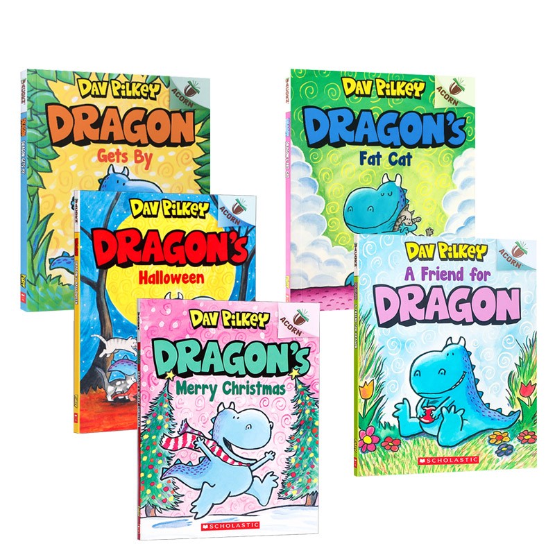 英文原版 Dragon 系列5本 Dog Man同作者 恐龙的朋友 桥梁章节书