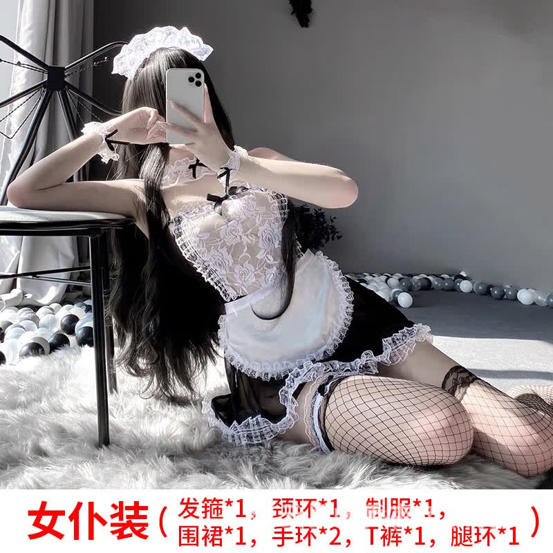 维朵利娅角色扮演性感制服诱惑大码女仆套装欧美1298 黑色 均码