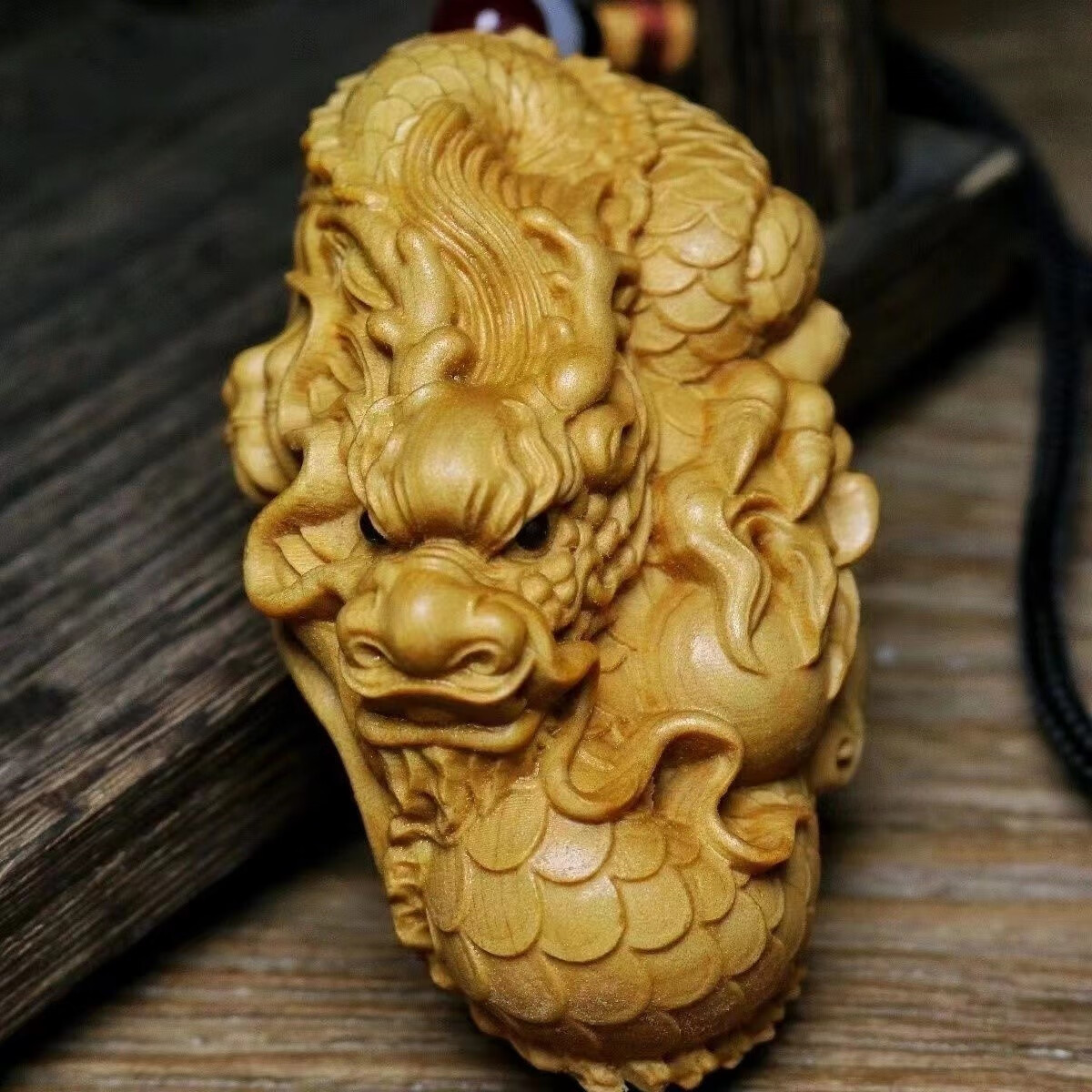 实木雕刻太行柏木雕男士生肖神龙文玩手把件盘 崖柏立体神龙手把件7厘