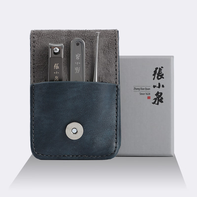 张小泉指甲钳套装家用斜口指甲剪不锈钢修指甲清洁专用工具 三件套