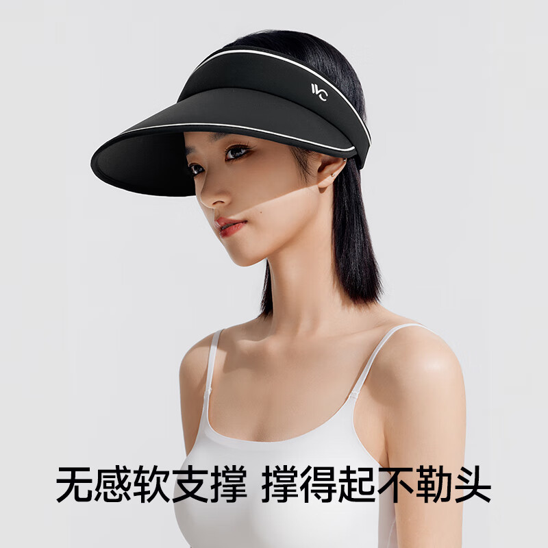 VVC遮阳帽女防紫外线空顶帽防晒帽户外可卷太阳帽子4S237 时尚黑