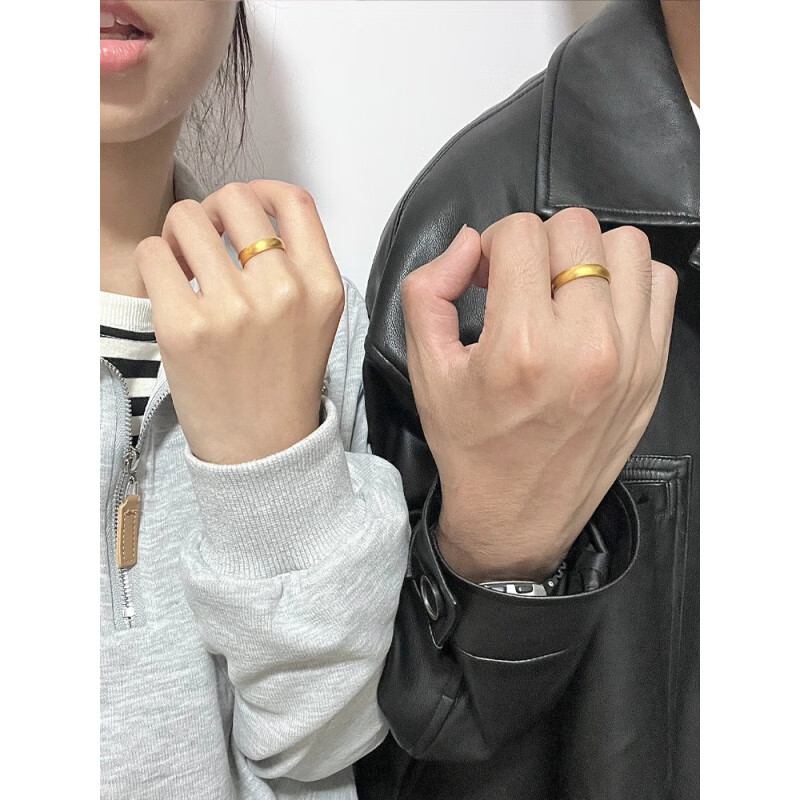 胖东来同款金包银戒指999金古法传承黄金情侣对戒男女 古法传承戒指 开口