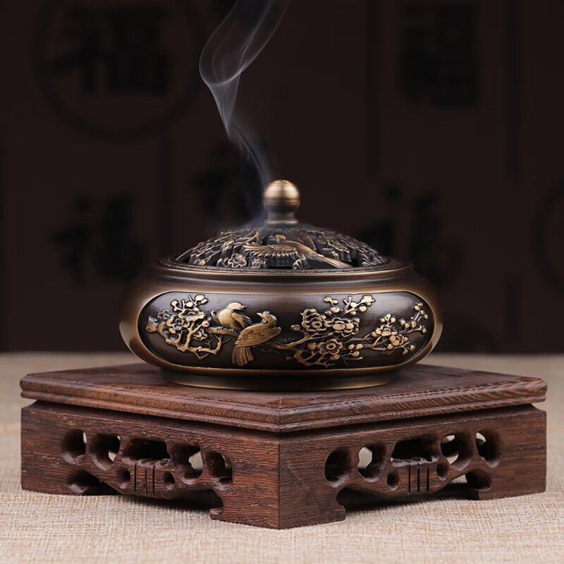 京峰阁 全铜香炉喜上眉梢熏香炉檀香盘香炉 家用供奉香薰炉焚香炉摆件 【喜上眉梢仿古色】