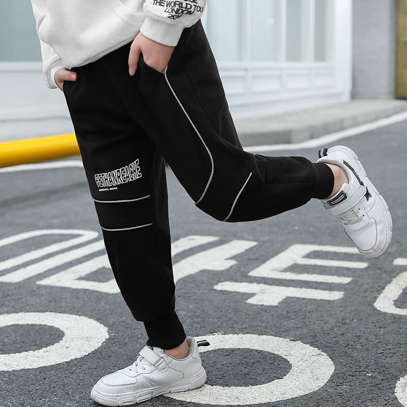 潮帅气时髦运动裤春季大童卫裤男孩春装 反光裤 110码建议身高102cm