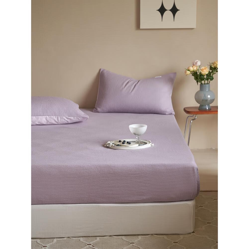 a类华夫格纯棉床单单件在耳边全棉华夫格床单床上用品简约ins风纯 sgl