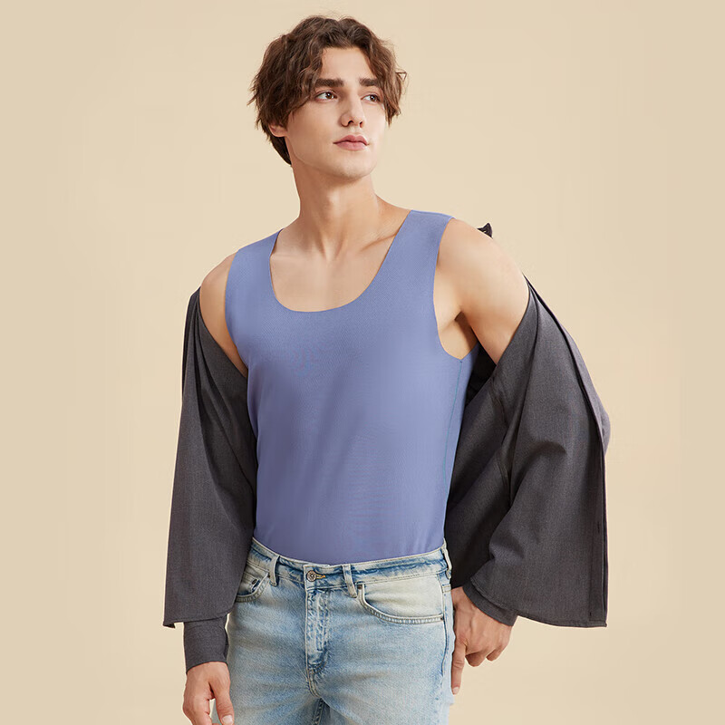 都市丽人保暖背心男士上衣修身罗纹绒无袖马甲秋冬保暖打底背心内衣4W34A3