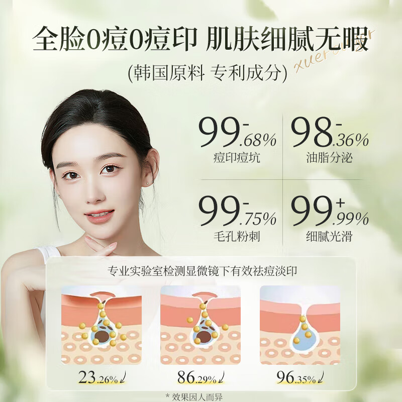 雪柔雅小绿瓶净肤祛痘精华液淡印祛痘精华闭口粉刺保湿黑白头痘坑可用 祛痘精华液*2瓶