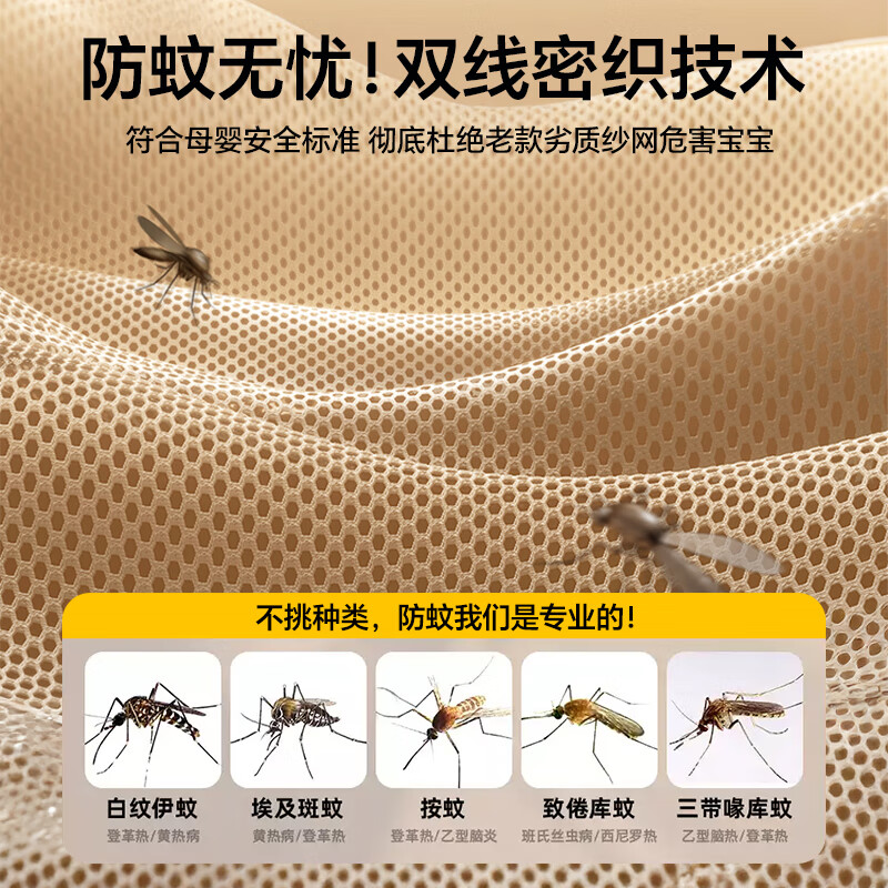 梦多福母婴儿防摔蚊帐架1.8×2米A类家用免安装蒙古包蚊帐方顶全底卧室 适用1.5×2.0m床丨全底加倍防摔 真A类丨全底更安全