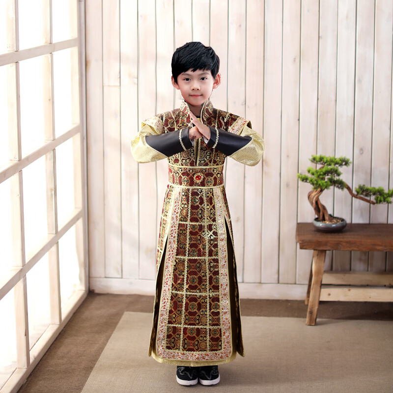 铠甲古代将军盔甲儿童古装男汉服唐朝男童古风小孩cos汉服演出服 将