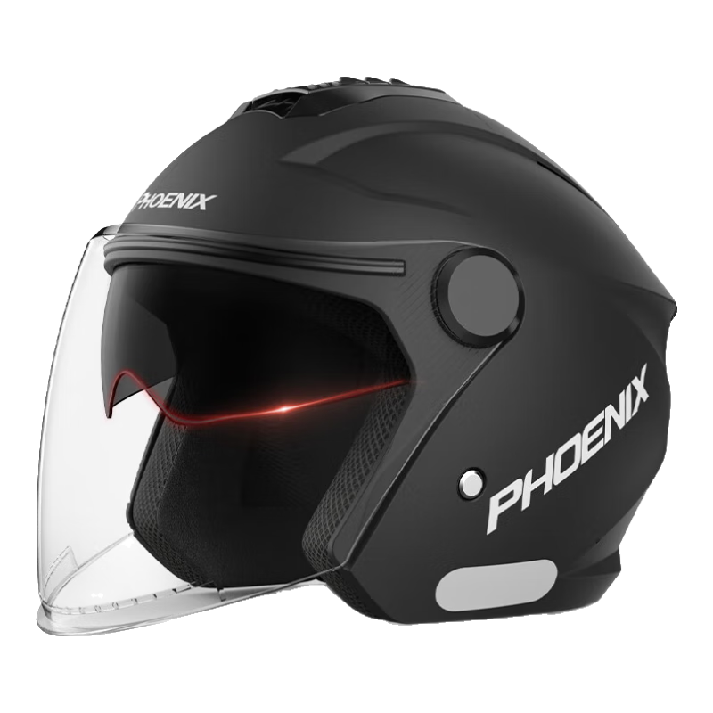 PHOENIX 凤凰 3C认证电动车摩托车头盔双镜片升级防雾502哑黑 男