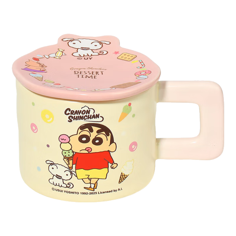 蜡笔小新大肚高颜值陶瓷马克杯可爱礼物办公室水杯咖啡杯轻奢新款 粉色290ML