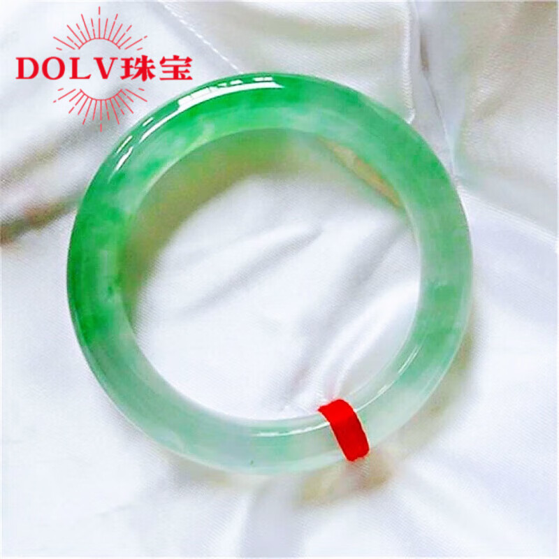 胖東來品質(zhì)緬甸a級翡翠手鐲玉5A級冰種飄花玉鐲綠花鐲子女送禮 內(nèi)徑58-59mm